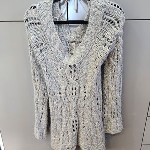 FREE PEOPLE PULLOVER CABLE KNIT BLUE/GRAY SWEATER - SIZE MEDIUM